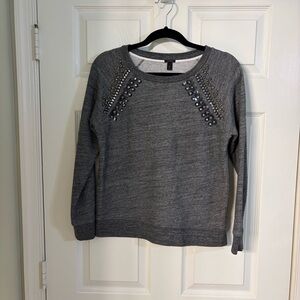 J. Crew Charcoal Sweater with Jewel Accents, Size XS